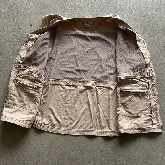 Duluth Trading Vest Mens 3XL Tan Canvas Utility Fishing Zip Outdoor Workwear - Picture 5 of 9